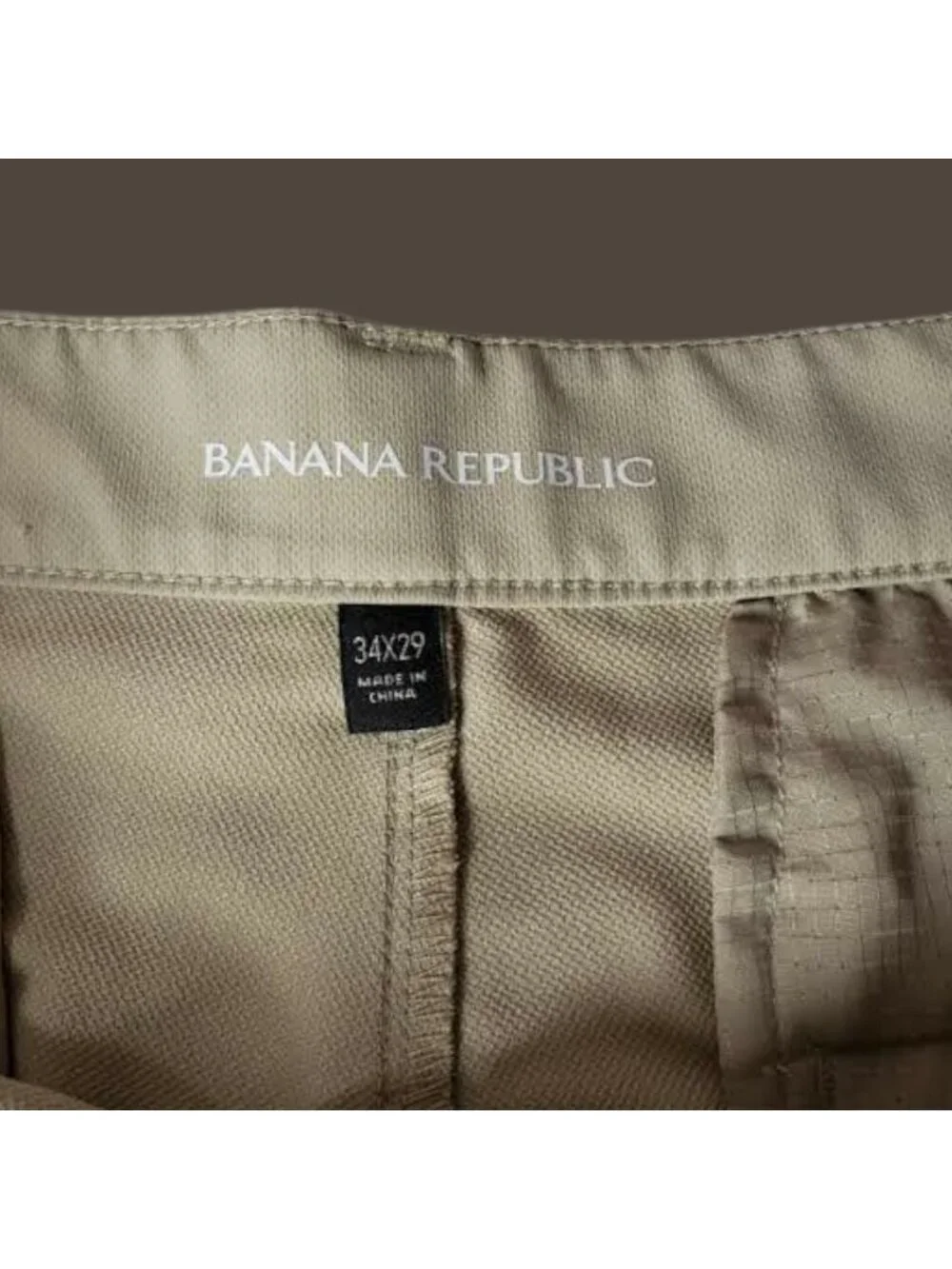 Banana Republic Mens Chino Classic Flat Front Pants Beige 34/29